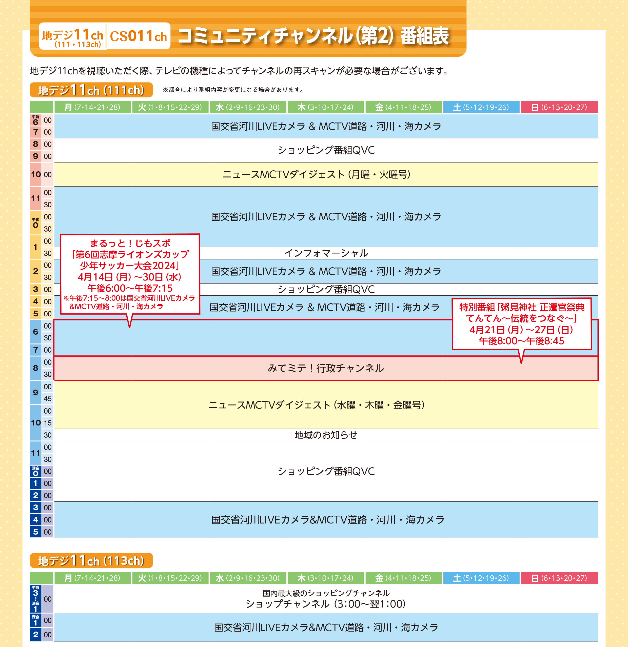 地デジ11chの番組表