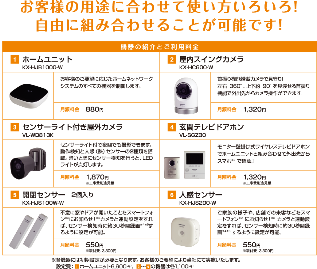 機器の紹介とご利用料金